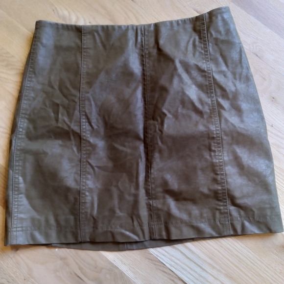 Free People Vegan Faux Leather Mini Skirt in Cedar - Picture 4 of 5